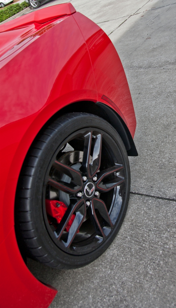 2014-2019 Chevrolet C7 Corvette, Mud Guards, American Car Craft Mud Guards Polished w/ Carbon Fiber Backing 4pc